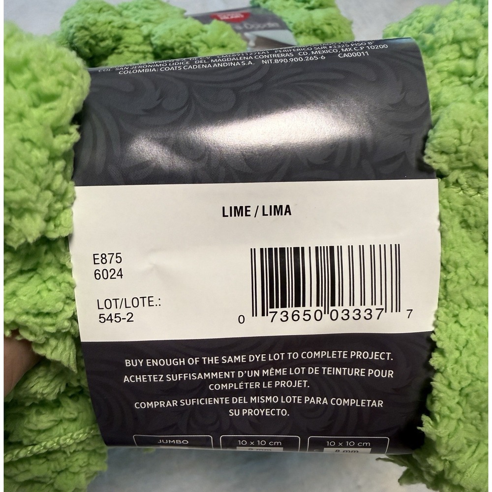 Pomp A Doodle Yarn Lime Green Red Heart Pom Pom 3 Skeins 14 yds Each E875 6024 - Picture 7 of 7
